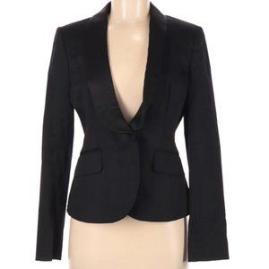 LOFT Tuxedo Suit Jacket Peplum Blazer size 6 Black